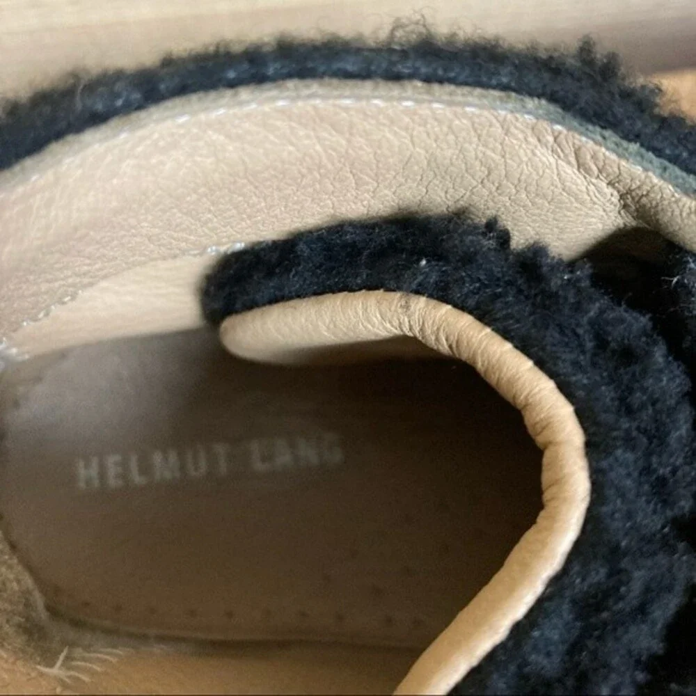 Helmut Lang Black Shearling Stitched High-Top Sneakers Size It 38.5 US 8.5 - Picture 7 of 8